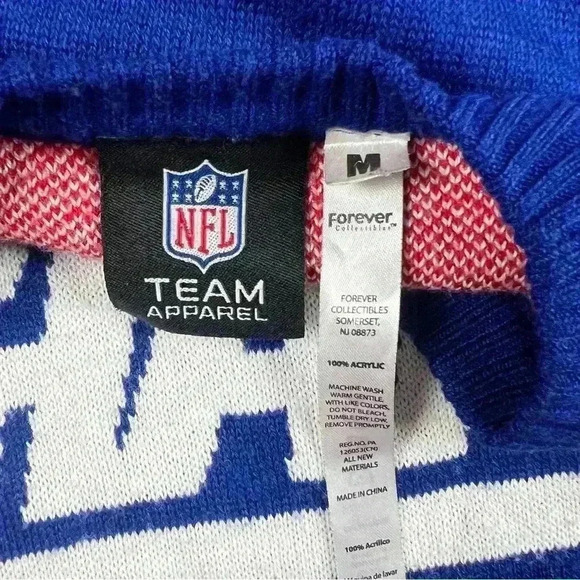 NFL Team Apparel New York Giants Ugly Christmas Sweater Red White Blue | Size M - Picture 3 of 5